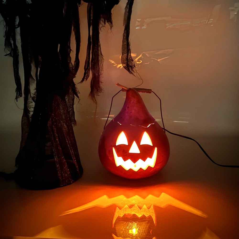 Bethany Lowe Large Wood Jack O Lantern Light Up Gourd